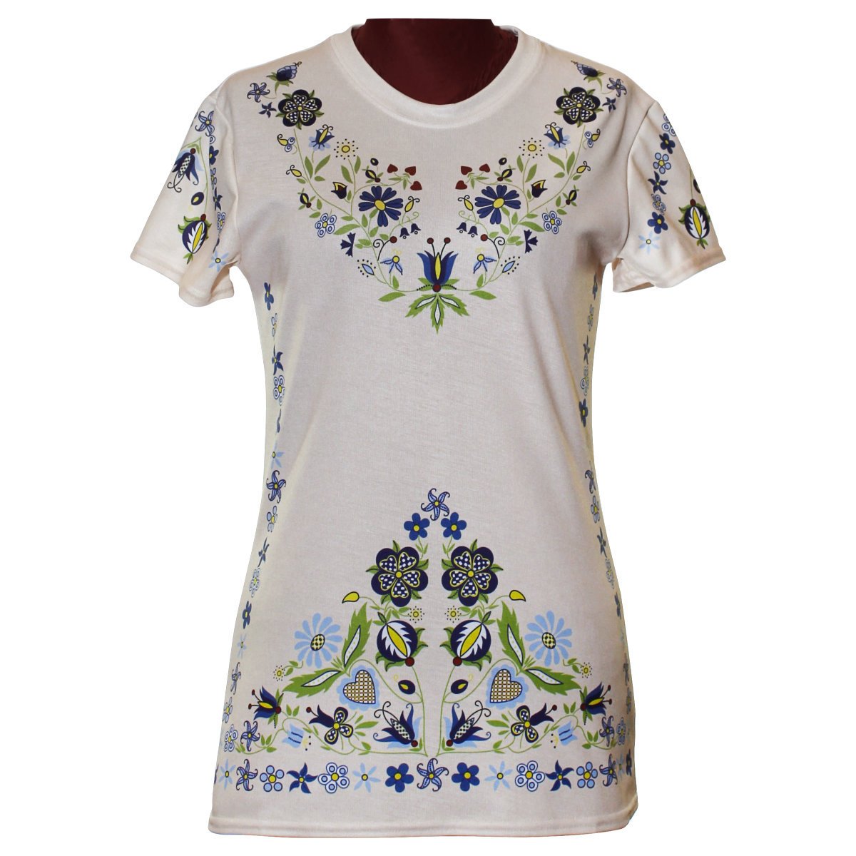 T-shirt folk kaszubski beżowy damski S