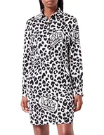 Koszulki i topy damskie - Love Moschino Damska koszulka z długim rękawem Fluid Stretch Viscose Fabric Dress, Beżowy Black, 42 - miniaturka - grafika 1