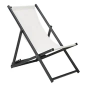 Leżaki ogrodowe - Beliani Leżak ogrodowy czarno-biały LOCRI - miniaturka - grafika 1