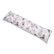 Poduszki do karmienia - Poduszka ciążowa typ I do spania – model „pałka” 140 cm, bawełniana, dla kobiet w ciąży, biała w różowe kwiaty - miniaturka - grafika 1