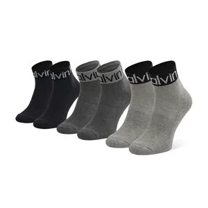 Skarpetki męskie - Zestaw 3 par wysokich skarpet męskich CALVIN KLEIN - 701218722 Mid Grey Melange 003 - grafika 1