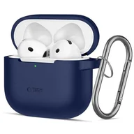 Akcesoria do słuchawek - Etui na słuchawki TECH-PROTECT Silicone Hook do Apple Airpods 4 Granatowy - miniaturka - grafika 1