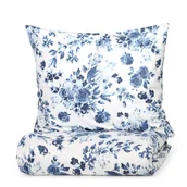 Pościel - Pościel SORLI bawełniana w niebieskie kwiaty 155x220 + 2*80x80 cm HOMLA - miniaturka - grafika 1