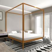 Łóżka - vidaXL Rama łóżka z baldachimem, miodowy brąz, lita sosna, 180x200 cm - miniaturka - grafika 1
