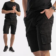 Spodenki męskie - Spodenki Męskie Czarne Materiałowe Cienkie Bawełna 100% Czarny 32 - miniaturka - grafika 1