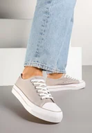 Trampki damskie - Ciemnoszare Trampki Klasyczne przed Kostkę na Grubej Podeszwie Senathiela - miniaturka - grafika 1