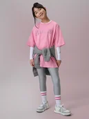 Spodnie i spodenki dla dziewczynek - 4F Legginsy dzianinowe z wysokim stanem dziewczęce - srebrne 146/152 (10-12 lat) - miniaturka - grafika 1