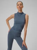 Koszulki sportowe damskie - 4F Top do jogi slim szybkoschnący damski - fioletowy XS - miniaturka - grafika 1