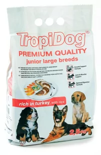 Tropidog Premium Junior Large Breeds Turkey&Rice 2,5 kg - Sucha karma dla psów - miniaturka - grafika 1