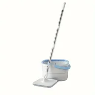 Inne - TEMU Mop obrotowy z wiadrem i 2 nakładkami z mikrofibry - łatwy w wyciskaniu mop płaski do bezwysiłkowego czyszczenia podłóg, bez użycia rąk, - miniaturka - grafika 1