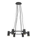 Lampy sufitowe - Markslojd LAMPA wisząca PORTO 107357 okrągła OPRAWA metalowa zwis tuby czarne 107357 - miniaturka - grafika 1