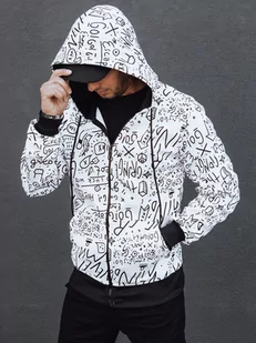 Bluza męska rozpinana z kapturem biała Dstreet BX5811 - Bluzy męskie - miniaturka - grafika 1