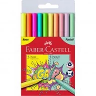 Flamastry - Faber Castell Pisaki Grip 5 Pasteli + 5 Neonowych w Etui - miniaturka - grafika 1