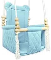 Leżaczki i huśtawki - Niebieska drewniana huśtawka dziecięca P4-F14 - miniaturka - grafika 1