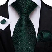 Krawaty i muchy męskie - Żakardowy zestaw - krawat + poszetka + spinki - miniaturka - grafika 1