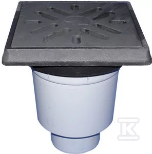 HL Wpust podwórzowy Perfekt DN160 z odejściem pionowym, ramą z żeliwa 260x260mm, kratką ściekową z żeliwa 226x226mm, klapą antyzapachową i koszem - Odwodnienia, kanały i akcesoria - miniaturka - grafika 1