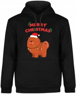 BLUZA MĘSKA CZARNA ŚWIĄTECZNA NA PREZENT ŚWIĘTA PIES PSY Z NADRUKIEM R-S  MODEL  A437 - Bluzy męskie - miniaturka - grafika 1