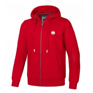 Bluza rozpinana z kapturem Pit Bull New Brushed Fleece Group Small Logo '24 - Czerwona - Odzież taktyczna i umundurowanie - miniaturka - grafika 1