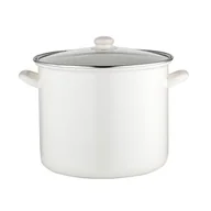 Garnki - Garnek emaliowany wysoki gładki z pokrywką 28 cm 14 l - miniaturka - grafika 1