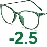 Okulary korekcyjne, oprawki, szkła - Okulary kujonki korekcyjne minusy zielone -2.5 - miniaturka - grafika 1