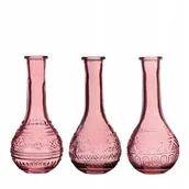 Świeczniki - Szklany wazon świecznik 15,8 cm butelka różowa - miniaturka - grafika 1