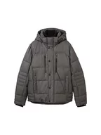 Kurtki męskie - TOM TAILOR Męska kurtka zimowa z odpinanym kapturem, 28007-Grey Garment Dye Structure, M - miniaturka - grafika 1