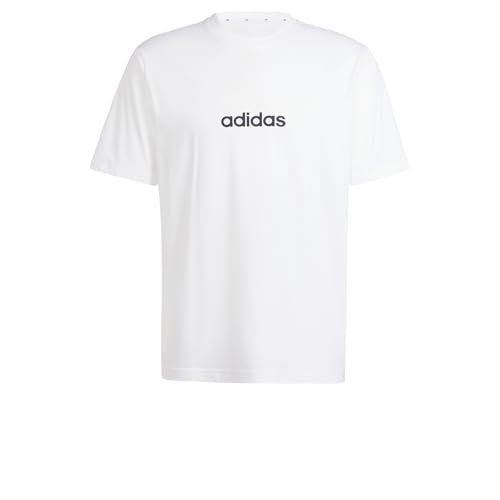 adidas Mężczyźni ESSENTIALS LINEAR SINGLE JERSEY TEE, White/Black, XS