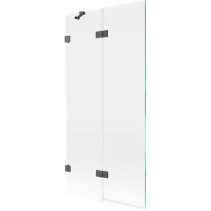 Mexen Lunar parawan nawannowy 2-skrzydłowy lewy 90 x 150 cm, transparent, gun gray szczotkowany - 897-090-100-66-00-L - Parawany nawannowe - miniaturka - grafika 1