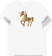 Koszulki i topy damskie - Koszulka damska biała z nadrukiem złotego konia trojańskiego XS - miniaturka - grafika 1