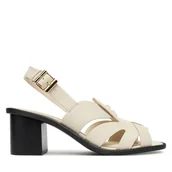 Sandały damskie - Sandały Tommy Hilfiger Cross Blocked Heel Sandal FW0FW09135 Biały - miniaturka - grafika 1