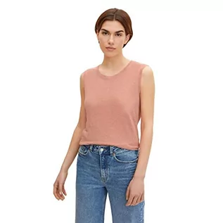 Koszulki i topy damskie - TOM TAILOR Damski Basic lniany tank top 1031204, 29515 - Nude Rose, XL - grafika 1