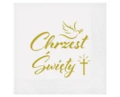 Pamiątka Pierwszej Komunii Świętej - Serwetki Chrzest Św. gołąb i krzyż 33x33cm 20szt. - Godan - miniaturka - grafika 1