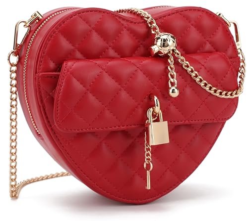 lola mae Torebka crossbody w kształcie serca dla kobiet, zapinana na zamek wokół torby, torebka na ramię, Small