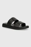 Klapki i japonki męskie - Calvin Klein klapki skórzane DOUBLE STRAP męskie kolor czarny HM0HM01414 - miniaturka - grafika 1