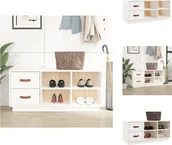 Szafki na buty - vidaXL Ławka na buty biała 100x34x45 cm lite drewno sosnowe - Stojaki i szafki na buty - miniaturka - grafika 1
