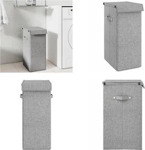 vidaXL Składany kosz na pranie szary 26 x 34,5 x 59,5cm imitacja lnu - Kosz na pranie - Kosze na pranie - Torba na pranie - Worki na pranie - Kosze na bieliznę - miniaturka - grafika 1
