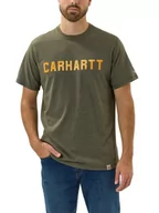 Koszulki sportowe męskie - Koszulka męska T-shirt Carhartt Force Midweight Block Logo Basil Heather - miniaturka - grafika 1