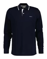 Koszulki męskie - GANT Męska koszulka polo Pique Ls, niebieski (Evening Blue), M - miniaturka - grafika 1
