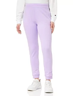 Spodnie damskie - Champion Damskie spodnie dresowe z logo Legacy American Classics Pocket z wysokim stanem prążkowane mankiety, lawenda, M - grafika 1