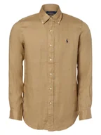 Koszule męskie - Polo Ralph Lauren Męska koszula lniana Mężczyźni Regular Fit len beżowy jednolity button down, S - miniaturka - grafika 1