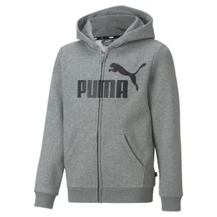Młodzieżowa bluza z kapturem z dużym logo Essentials PUMA Medium Gray Heather - Odzież sportowa dziecięca - miniaturka - grafika 1