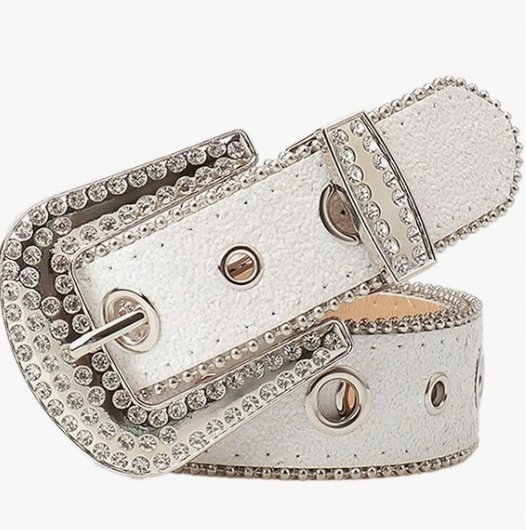 Młodzieżowy Pasek w stylu Y2K Diamentowy Biały Streetwear Modny Prezent