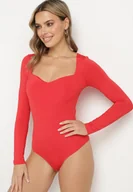 Body - Czerwone Body z Kwadratowym Dekoltem Phicise - miniaturka - grafika 1