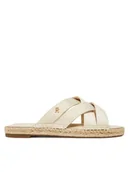 Espadryle damskie - Tommy Hilfiger Espadryle Satin Espadrille Mule FW0FW08502 Beżowy - miniaturka - grafika 1