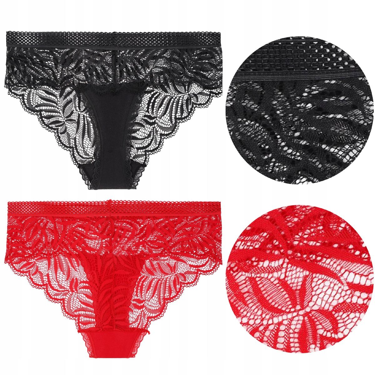 2x FIGI MAJTKI DAMSKIE Bawełniane Kobiece Zestaw 2 Pak Koronka MORAJ r. XL