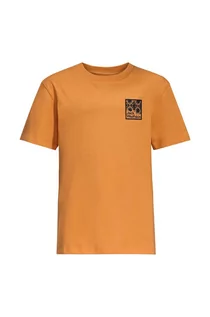Koszulki dla dziewczynek - Jack Wolfskin t-shirt bawełniany dziecięcy TEEN EXPLORING T B kolor żółty z nadrukiem - grafika 1