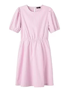 Sukienki - NAME IT Sukienka dziewczęca NLFFILUCCA SS z szyfonu, w paski, 140, Lilac szyfon/paski: paski, 140 cm - grafika 1