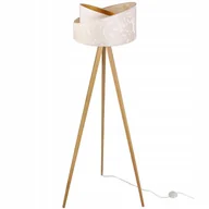 Lampy stojące - Lampa podłogowa stojąca Werona trójnóg drewno naturalny 1xE27 abażur tkanina okrągła kremowy Light Home LH - miniaturka - grafika 1