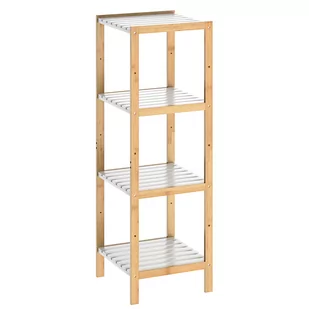 Regał Łazienkowy Stojący Bambusowy Półka 4 Półki 110x33x34 - Półki do salonu - miniaturka - grafika 1