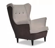 Fotele - Fotel USZAK dwa kolory ODCIENIE BRĄZU BEŻU welur - miniaturka - grafika 1